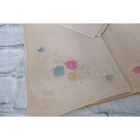 Vintage MCM Handkerchiefs Lot 10 Lace Embroidered Prints Solids Mix Some In Box - Picture 12 of 16